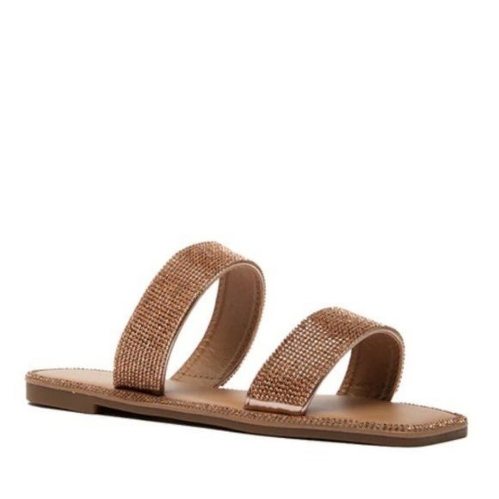 !! NEW !! Embellished Double Strap Square Toe Sandals in Black - Picture 8 of 10